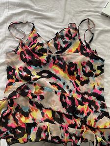 Chic Ruffled Abstract Print Cami Top