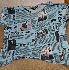 Vintage Headlines Crop Tee 🩵