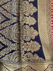 Vibrant Red &amp; Black Banarasi Silk Saree
