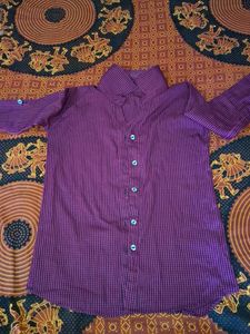 Purple Button-Up Shirt with collar