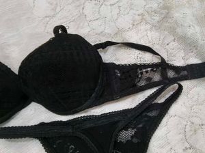 Black Lace Bra and Thong Set