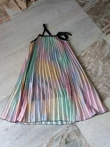 Pleated Rainbow Mini Dress