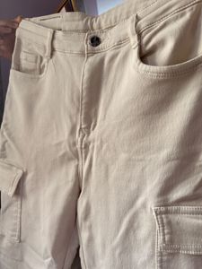 off white color cargo denim