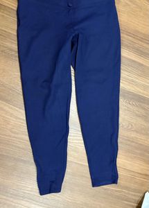 Cantabil Navy Blue Button Detail Pants