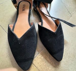 Velvet Black Suede Flats