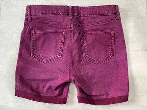 Maroon Denim Shorts