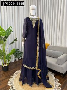 Heavy Work Navy Blue Kurta Set