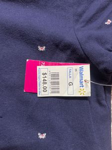 Navy Blue Polo Shirt with Butterfly Print