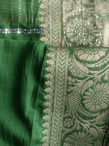 Elegant Green Saree with Embellishments