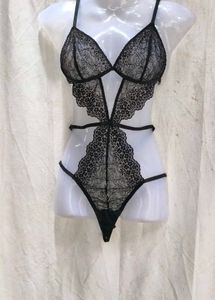 28V. Black Lace Teddy Bodysuit