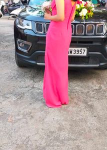 Elegant Pink Maxi Dress with Slit