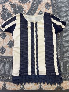 Striped Lace Hem Top