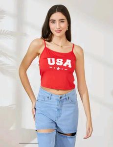 Shein Spaghetti Strap Typographic Chest Print Cami