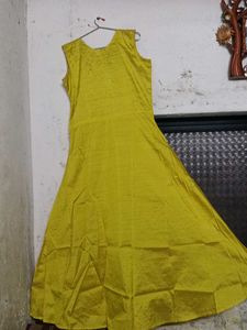 Elegant Yellow Anarkali Suit with Teal Dupatta