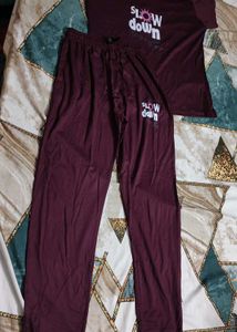 Maroon "Slow Down" T-Shirt &amp; Pants Set
