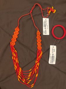 🆕 Beaded Long Chain With Single Bangle