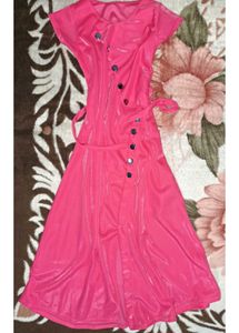 Vibrant Pink Button-Up Dress