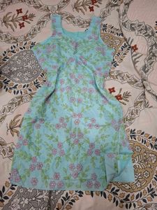 Light Blue Floral Print Kurta