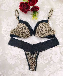 Leopard Print Bra & Thong Set