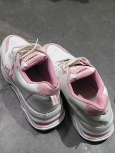 White &amp; Pink Posewalk Sneakers