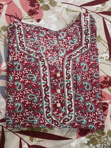 Red Paisley Print Kurta