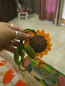 Handmade Crochet Flower Pot &amp; Sunflower hanging