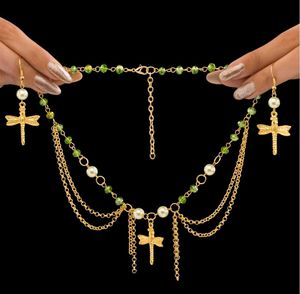 AntiTarnish,Dragonfly Charm Necklace &amp; Earring Set