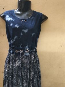 Simple Sleeveless Blue Dress For Womens