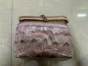 Blush Pink Floral Embroidered Vanity &amp; Makeup Case