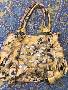 Stylish Yellow Animal Print Handbag