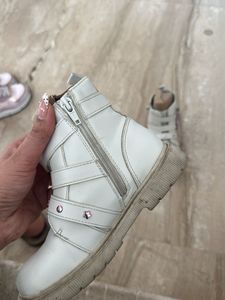 Cute White Ankle Boots with Buckles