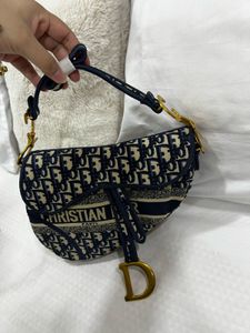 Dior Saddle Bag - Navy Oblique Canvas