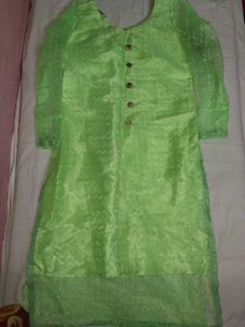 Lime Green Embroidered Kurta