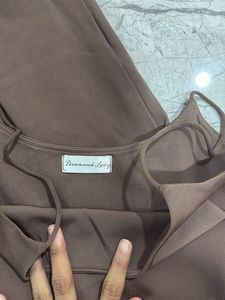 Brown Spaghetti Strap Maxi Dress