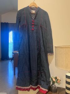 Elegant Navy Blue Kurta with Red Trim - Ritu Kumar