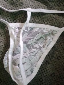 Men's White Lace G-string Thong