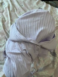 Lavender Ribbed Cropped Cardigan