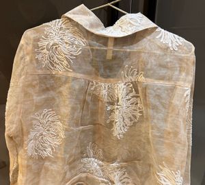 Sheer Embroidered Collared Blouse