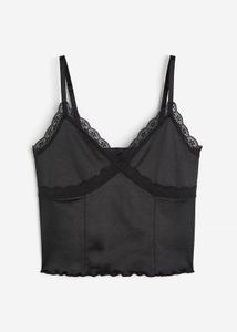 H&M Black Lace Trim Cami Top (M)