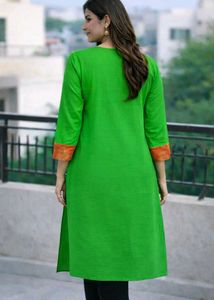 Lining Green &amp; Orange Kurta