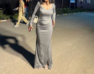 Elegant Grey Sparkle Maxi Dress
