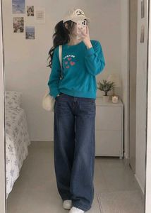 Teal "Be Happy" Graphic Sweatshirt
