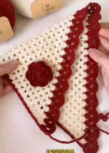 Handmade Crochet Scarf with Flower Detail