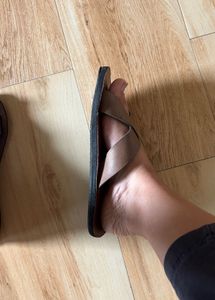 Brown Crisscross Flip flop