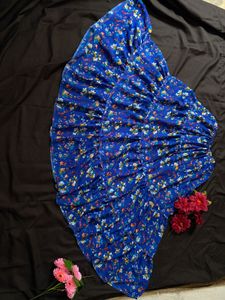 Blue Floral Print Maxi Skirt
