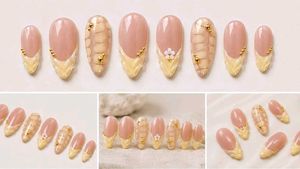 Handmade Blossom Elegant French Tip Press-On💅💛