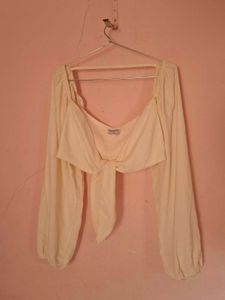 Wrap top with balloon sleeves