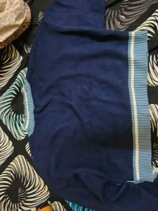 Navy Blue V-Neck Striped Sweater