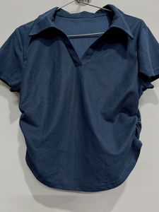Classic Blue Polo Neck T-Shirt