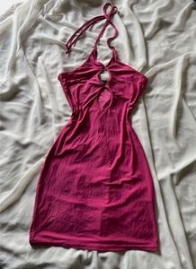 Hot Pink Halter Neck Mini Dress